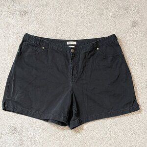 FADED GLORY Black Denim High Rise Cotton Shorts; Size 24W